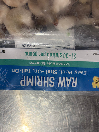 Raw shrimp 3LB bag 21-30